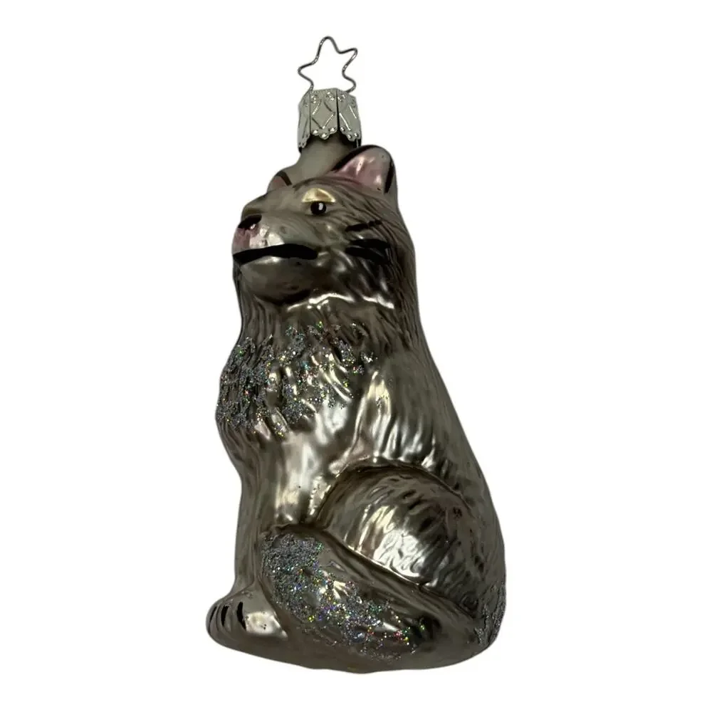 INGE GLAS WOLF BLOWN GLASS CHRISTMAS TREE ORNAMENT FROM GERMANY